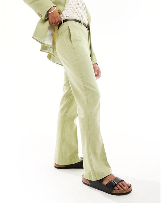 ASOS Green High Waisted Flare Suit Trouser for men