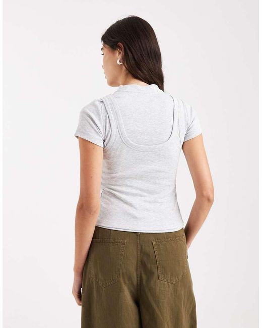 ASOS White Double Layer Short Sleeve Top