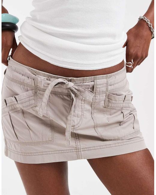 Hollister White Twill Tie Up Mini Skort