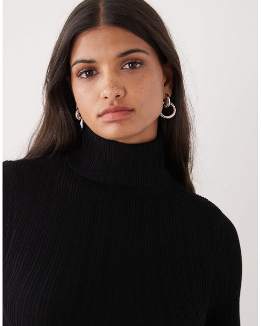 Collusion Black Soft Knitted Ribbed Roll Neck Jumper
