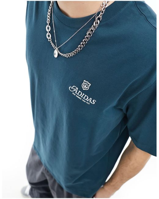 Camiseta azul marino con logo Adidas Originals de hombre de color Blue