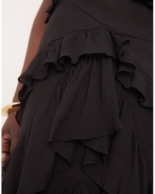 ASOS Black Chiffon Ruffle Maxi Skirt