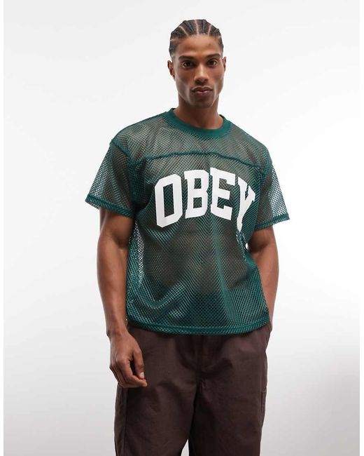 Obey Green Collegiate Practive Mesh Jersey Top for men