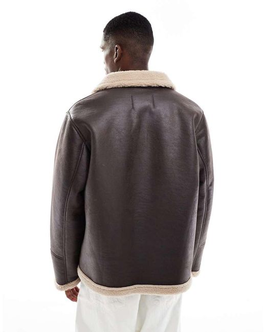 Jack & Jones Brown Faux Shearling Jacket for men