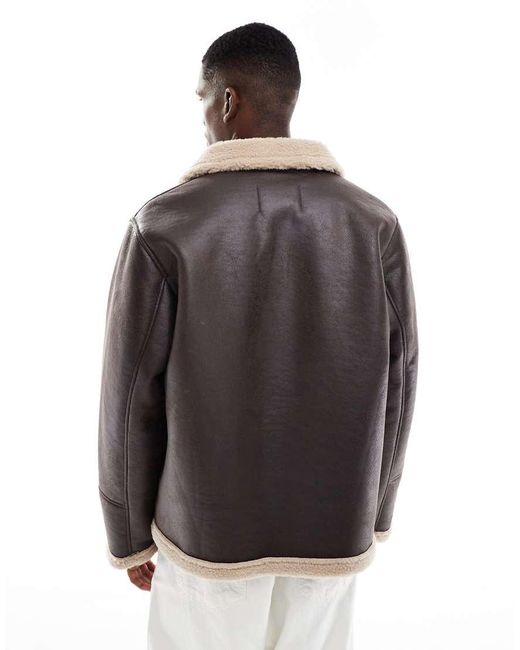 Jack & Jones Brown Faux Shearling Jacket for men