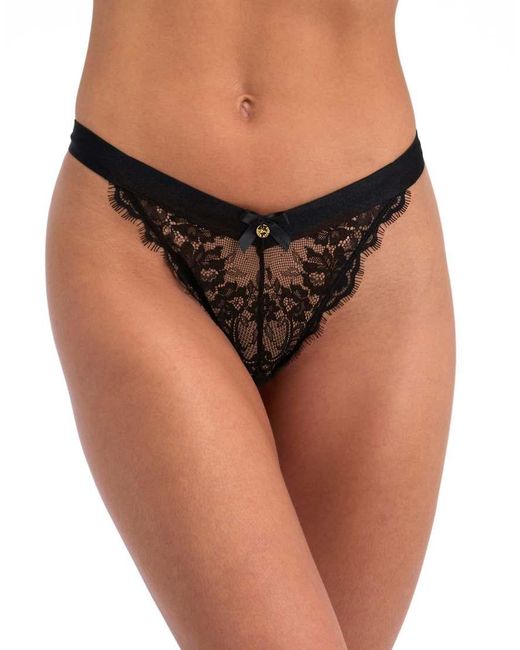 Boux Avenue Black Daria Crotchless And Bumless Briefs Floral Lace Knickers