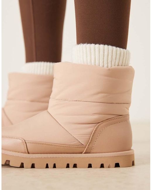 ASOS Natural Audrey Nylon Snow Boots