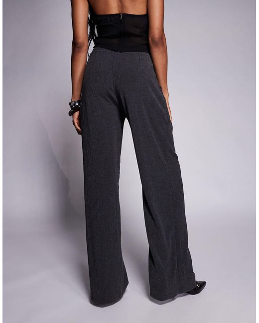 ASOS Blue Asos Design Tall Textured Wide Leg Trouser