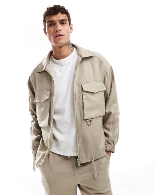 Veste d'ensemble avec logo et poches devant - beige Sixth June pour homme en coloris Gray