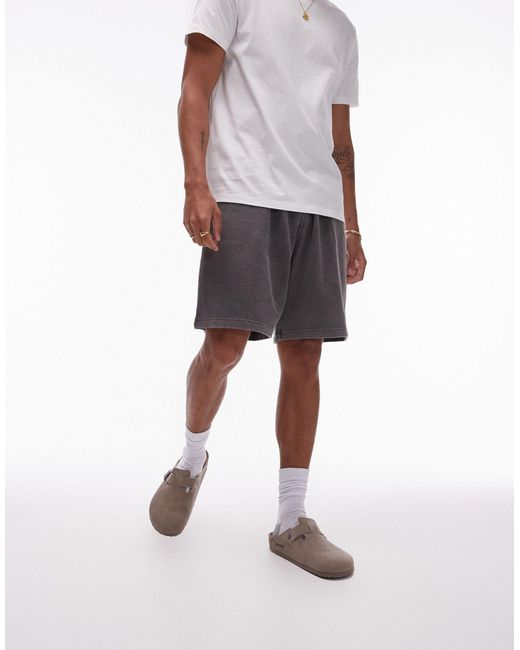 Topman Black Oversized Fit Jersey Shorts for men