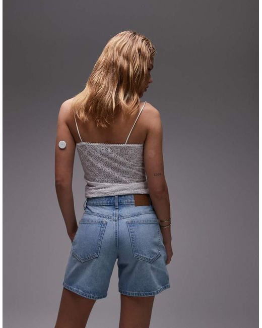 TOPSHOP Gray Denim Editor Shorts