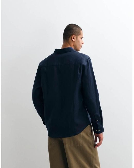 ASOS Blue Co-Ord 100% Linen Relaxed Shirt for men