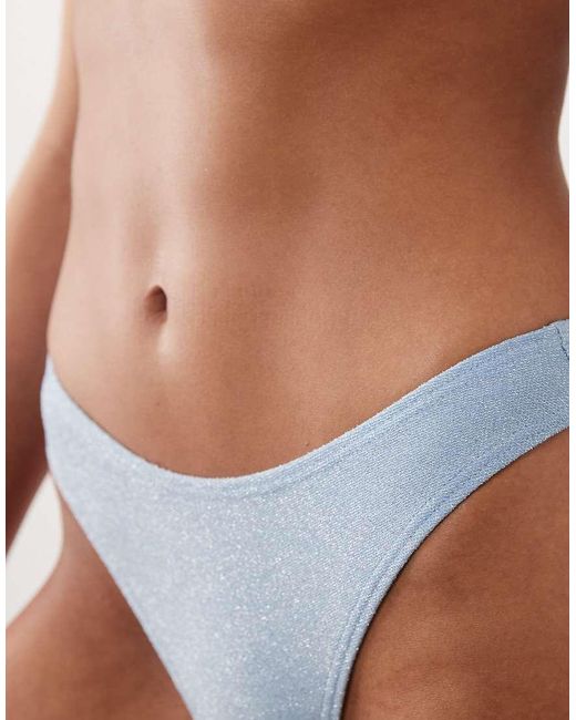 South Beach Blue Glitter High Leg Bikini Bottom