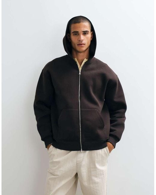 ASOS Black Zip Through Hood With Horse Back Print for men