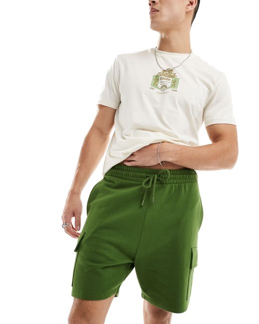 ASOS Green Slim Cargo Shorts for men
