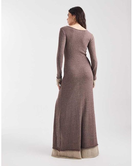 Daisy Street Brown Mock Double Layer True Knit Maxi Dress