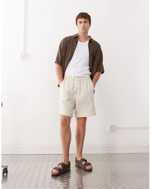 Weekday Natural Linen Shorts for men