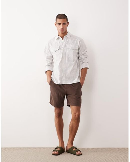 Abercrombie & Fitch White Pocket Detail Long Sleeve Shirt for men