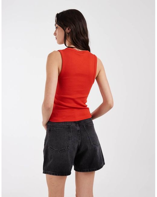 ASOS Red Ribbed V Neck Vest