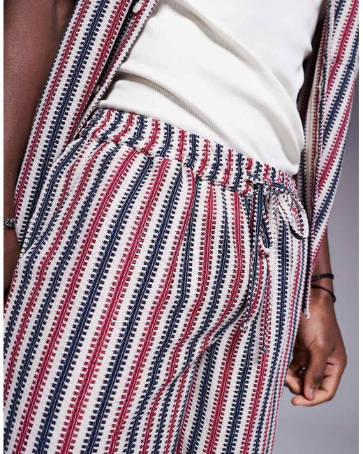South Beach Purple Stripe Knit Beach Short Co-ord for men