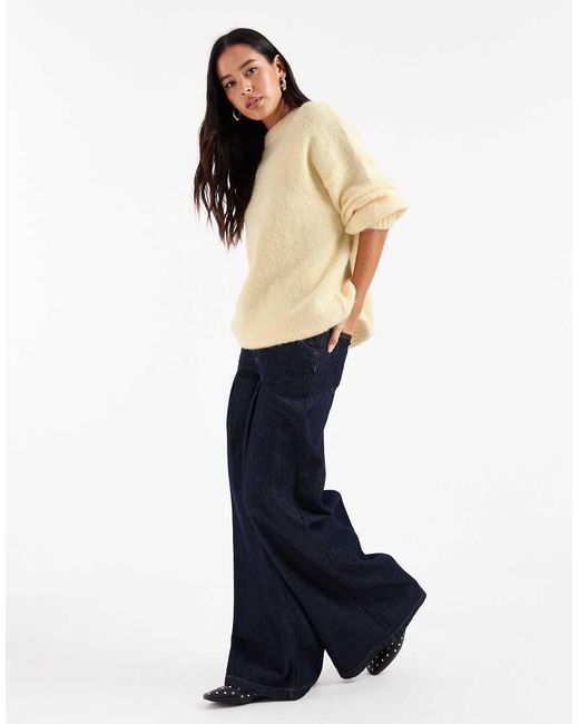 ASOS White Oversized Crew Neck Cocoon Fluffy Jumper