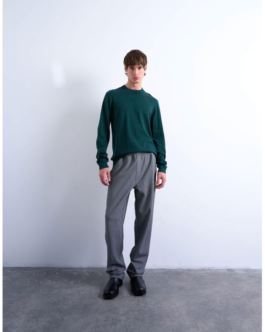 Topman Green Essential Knit Crew Neck Sweater for men