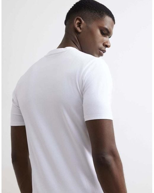 River Island Gray Muscle Fit Cotton Stretch T-Shirt for men