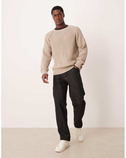 Pull côtelé à manches raglan - beige SELECTED pour homme en coloris Natural