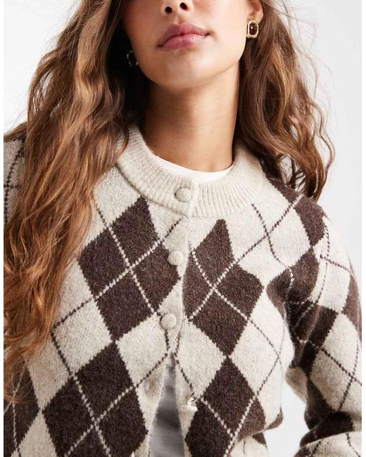 Vero Moda Natural Cropped Knitted Cardigan