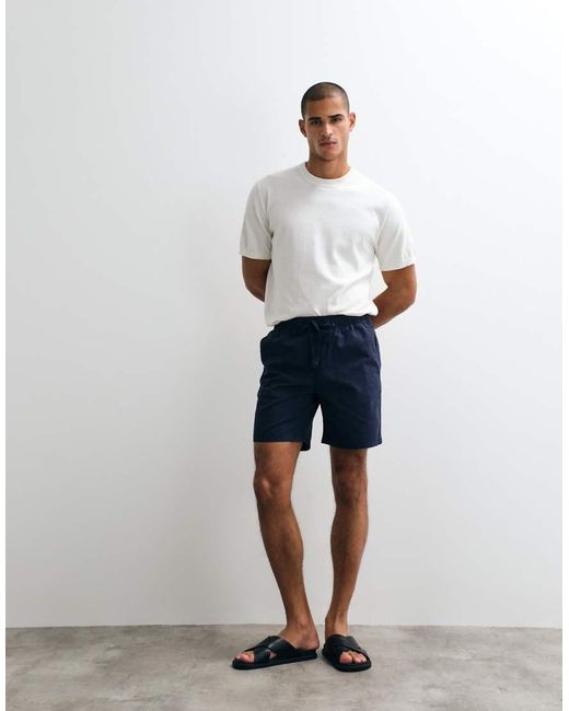 ASOS Blue Linen Blend Shorts for men