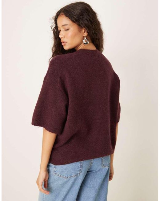 Top Holgado De Manga Corta De Punto De Lana De Alpaca De -Rojo Gina Tricot de color Red