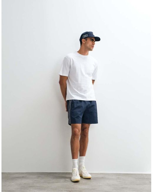 Abercrombie & Fitch Blue Nylon Shorts With Side Stripe for men