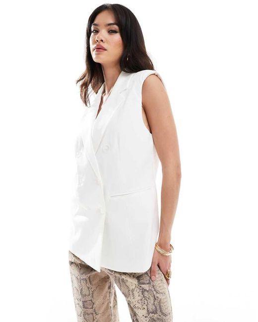 Pimkie White Tailored Longline Sleeveless Blazer