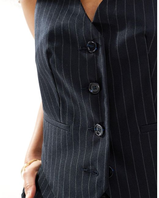 New Look Black Pinstripe Waistcoat