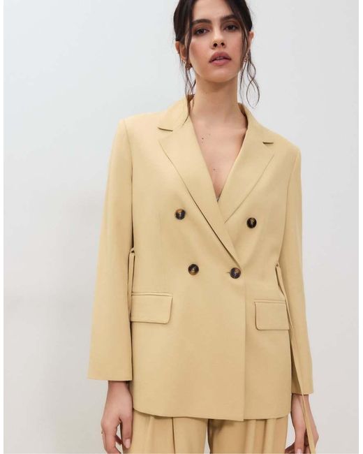 Stradivarius Natural Belted Blazer