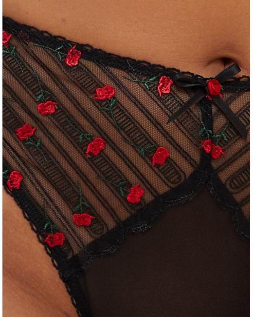 Playful Promises Brown Elodie & Rosebud Embroidery High Waist Thong
