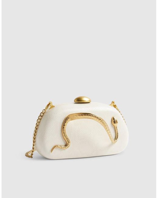 River Island Natural Snake Clutch Bag
