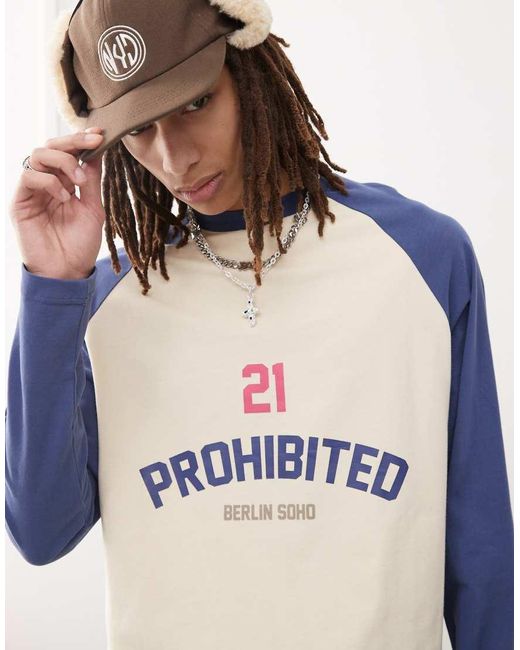 Prohibited Blue 21 Logo Long Sleeve T-shirt for men