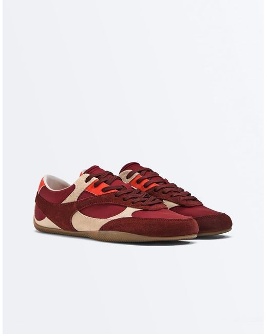 Oysho Red Retro-Style Trainers