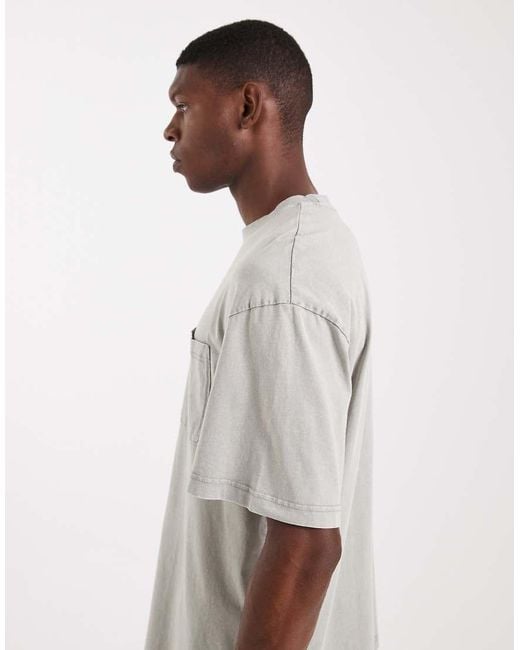 Camiseta Gris Claro Lavado Ultragrande De (Parte De Un Conjunto) Only & Sons de hombre de color White