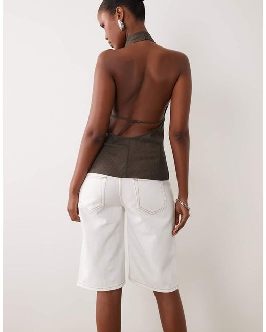 Lioness Natural Penny Exclusive Asymmetric Button Detail Relaxed Leg Jorts