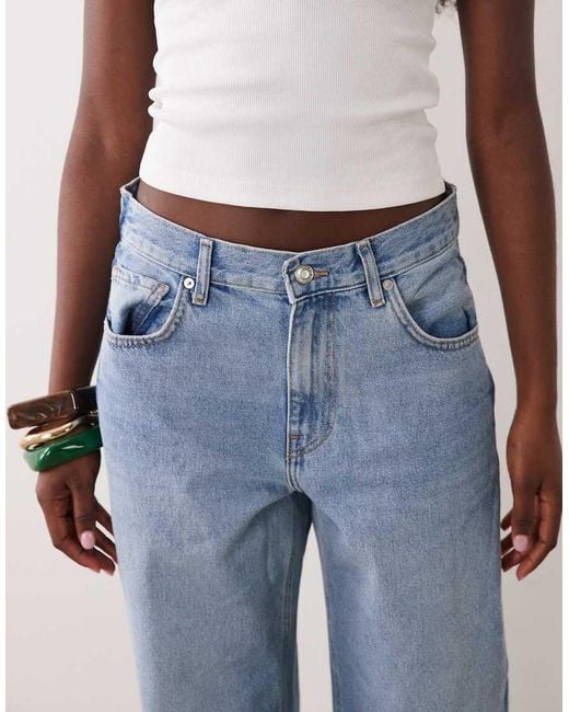 Mango Blue Ruby 100% Cotton Side Panel Straight Jeans