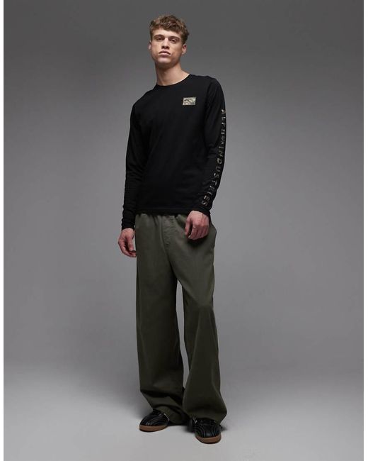 Alpha Industries Gray 100% Cotton Long Sleeve T-shirt With Chest And Sleeve Detail for men