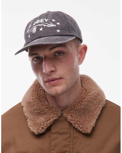 Obey Brown Penn Pigment Dye Six Panel Baseball Cap for men