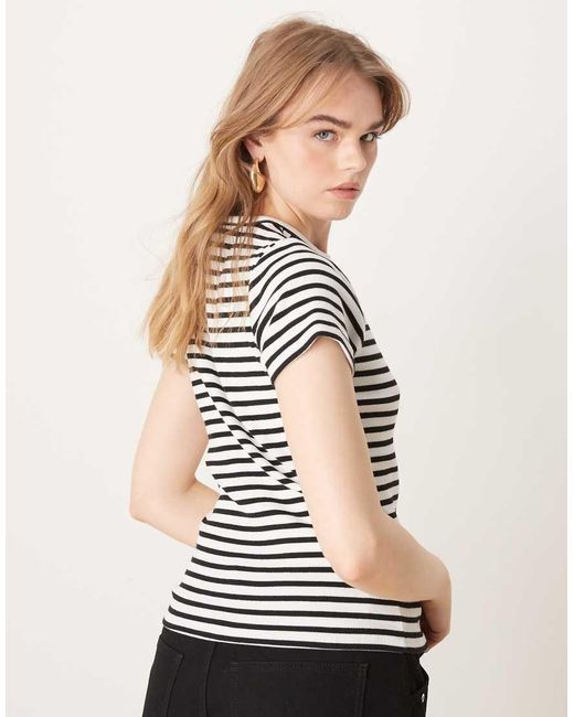Jdy White Ribbed T-shirt