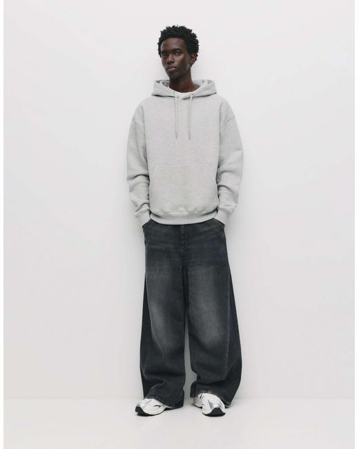 Pull&Bear – basic-kapuzenpullover in Gray für Herren
