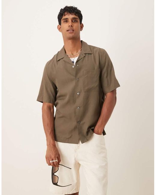 Mango Brown Short Sleeve Shirt for men