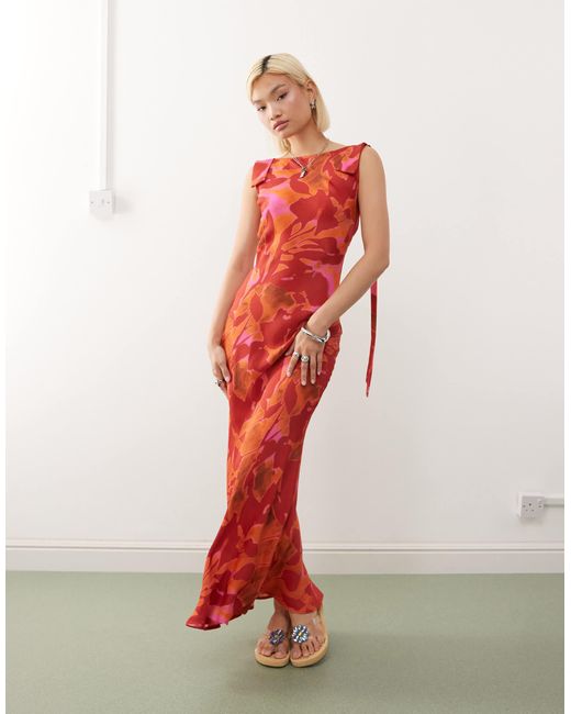 Reclaimed (vintage) Red Limited Edition Maxi Dress With Open Back And Tie Detail