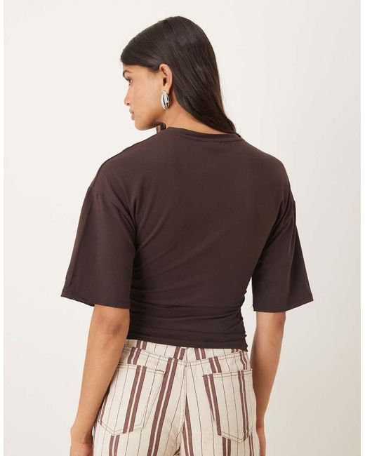 Gina Tricot Brown Soft Touch Ruched Top