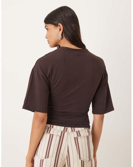 Gina Tricot Brown Soft Touch Ruched Top